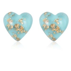 Heart Crystal Turquoise Stud Earrings!